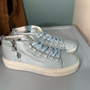 Blackstone LL60 Mid Top Sneakers Sky Blue Faux Snakeskin Size 37/US7